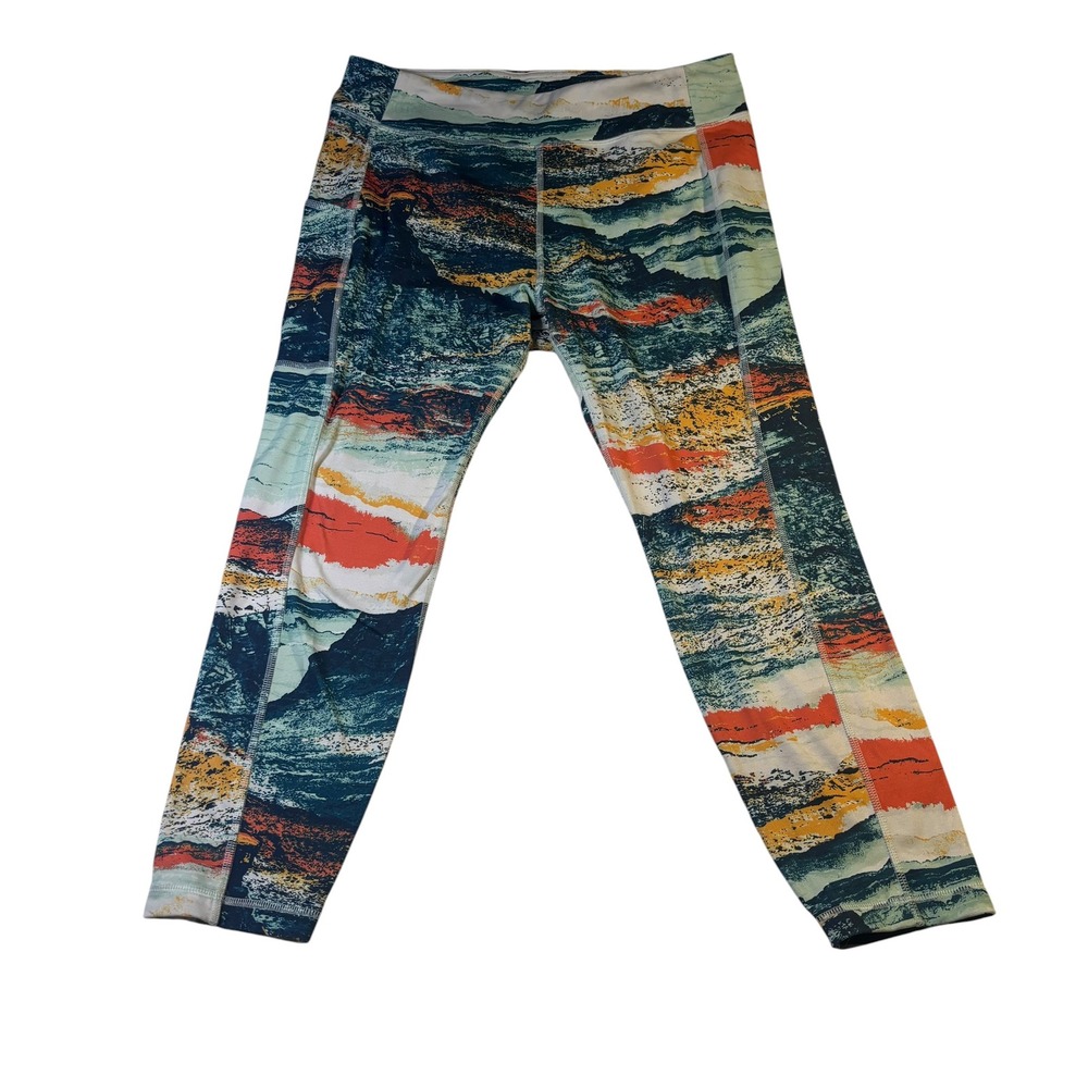 Columbia Womens XL Abstract Landscape Print Activewear Leggings with Side Pocket